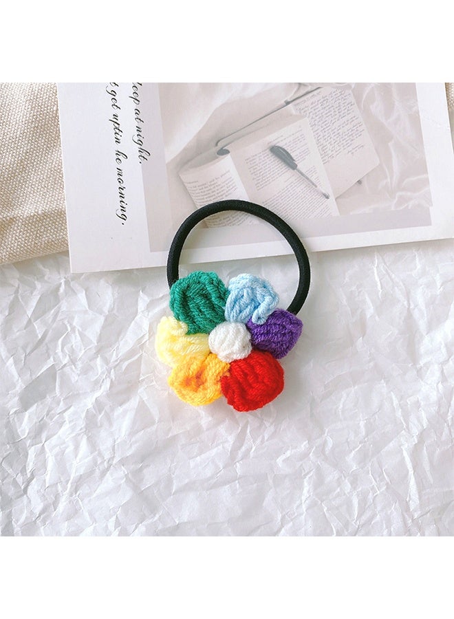 Rainbow Flower Hair Clips for Women's, Colorful Knit Hair Clips Hair Ties Set, Pride Day Parties, Parades, Carnival Hair Accessories - Image 3